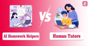 AI Homework Helpers vs Human Tutors: What Parents Need to Know in 2026 Side-by-side illustration comparing AI homework helpers with human tutors, separated by a “VS” symbol.