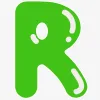 R in Bubble Letters