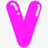 V in Bubble Letters